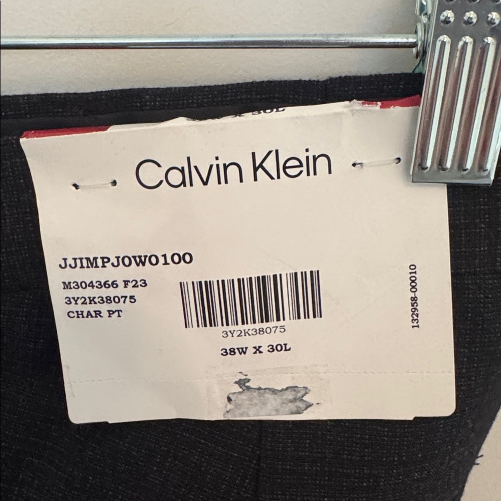 New Calvin Klein Mens Slim Fit Casual Trouser Pants, Charcoal, NWT, 38 x 30 - Picture 2 of 5